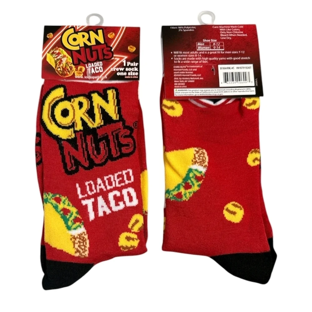 4 /$25 Corn Nuts Loaded Taco Novelty Crew Socks